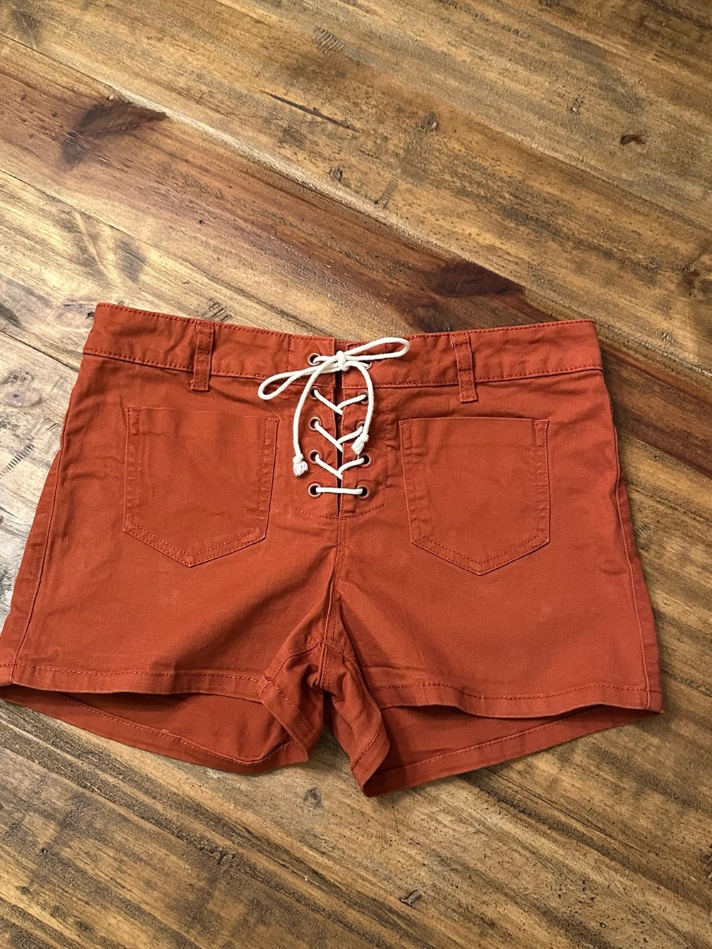 Blue Asphalt Rust Lace-Up High Waist Women's Shorts